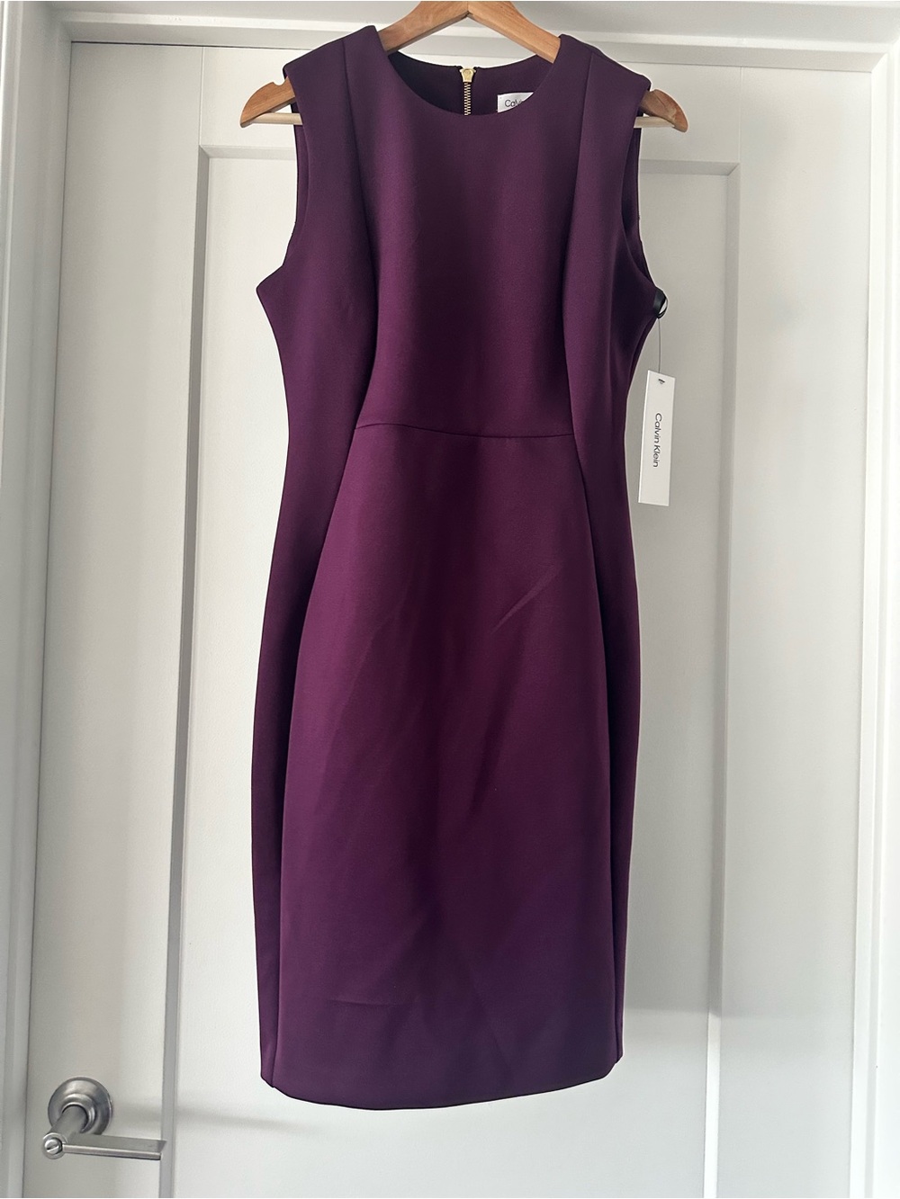💜 NWT! Purple CALVIN KLEIN Sleeveless Scuba Dress - Size 10 - Picture 4 of 10